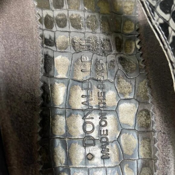 Donald Pliner Croc Skin Brown Leather Sandals Open Toe Slip On Women's Size 8 M - Picture 7 of 9